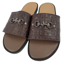 Coffee Brown Leather palm Slippers