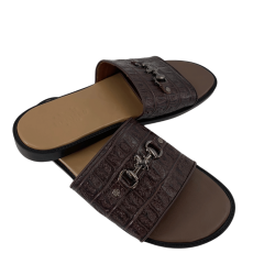 Coffee Brown Leather palm Slippers