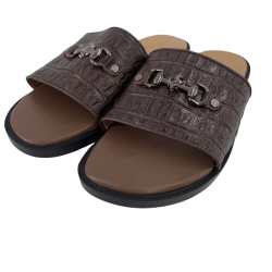 Coffee Brown Leather palm Slippers